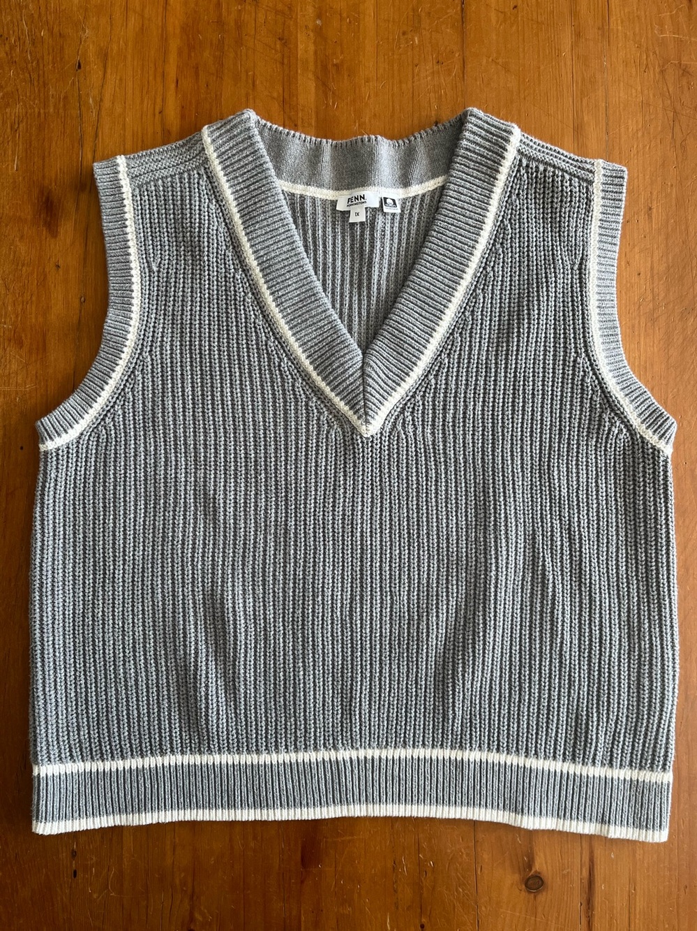 Penn Penningtons 1X Cotton Dove Gray Preppy Collegiate Sweater Vest